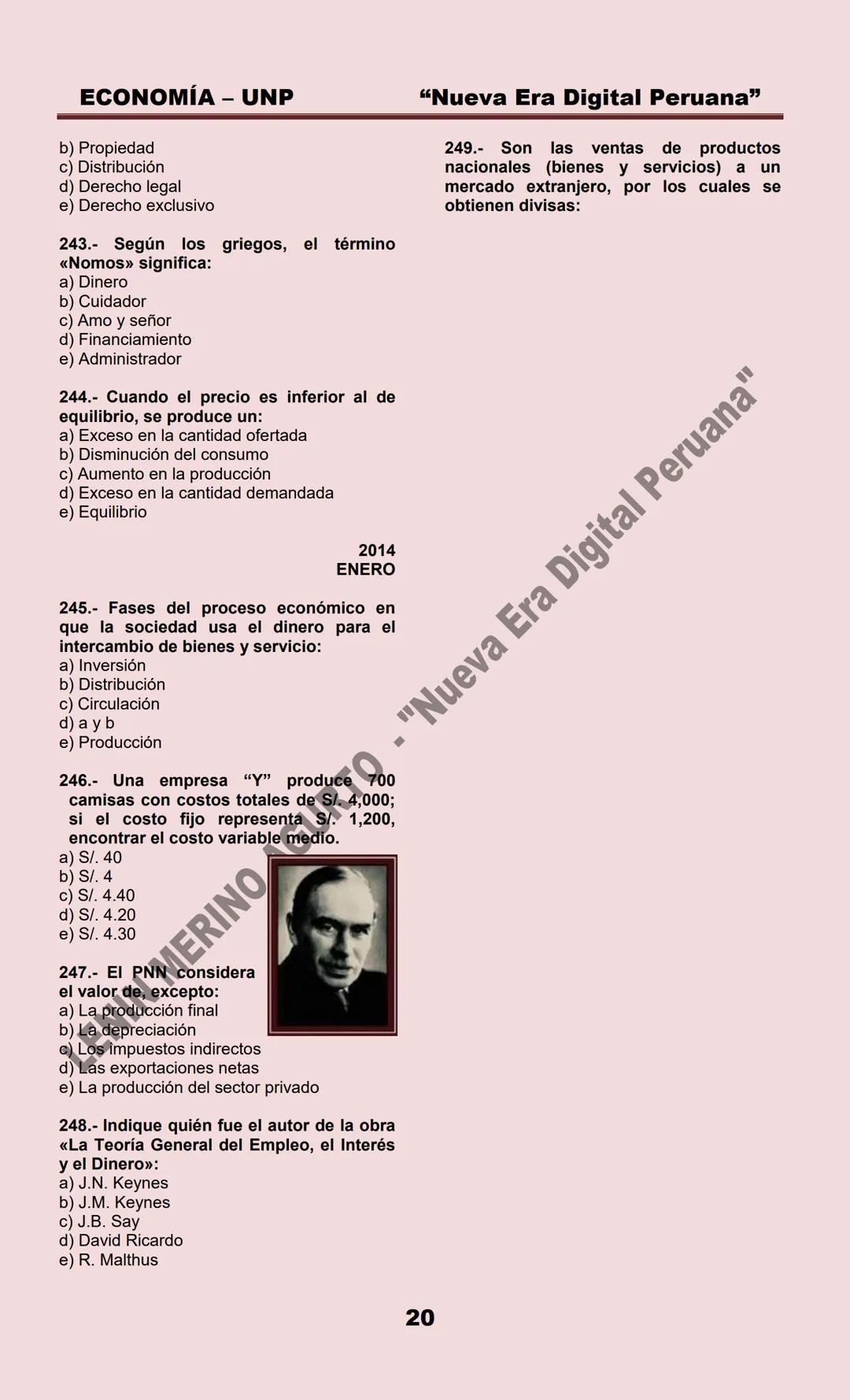 # ECONOMÍA – UNP
ECONOMIA
MARZO 1999
1.- La Microeconomía estudia:
a) La política económica
b) La política fiscal
c) La política monetari