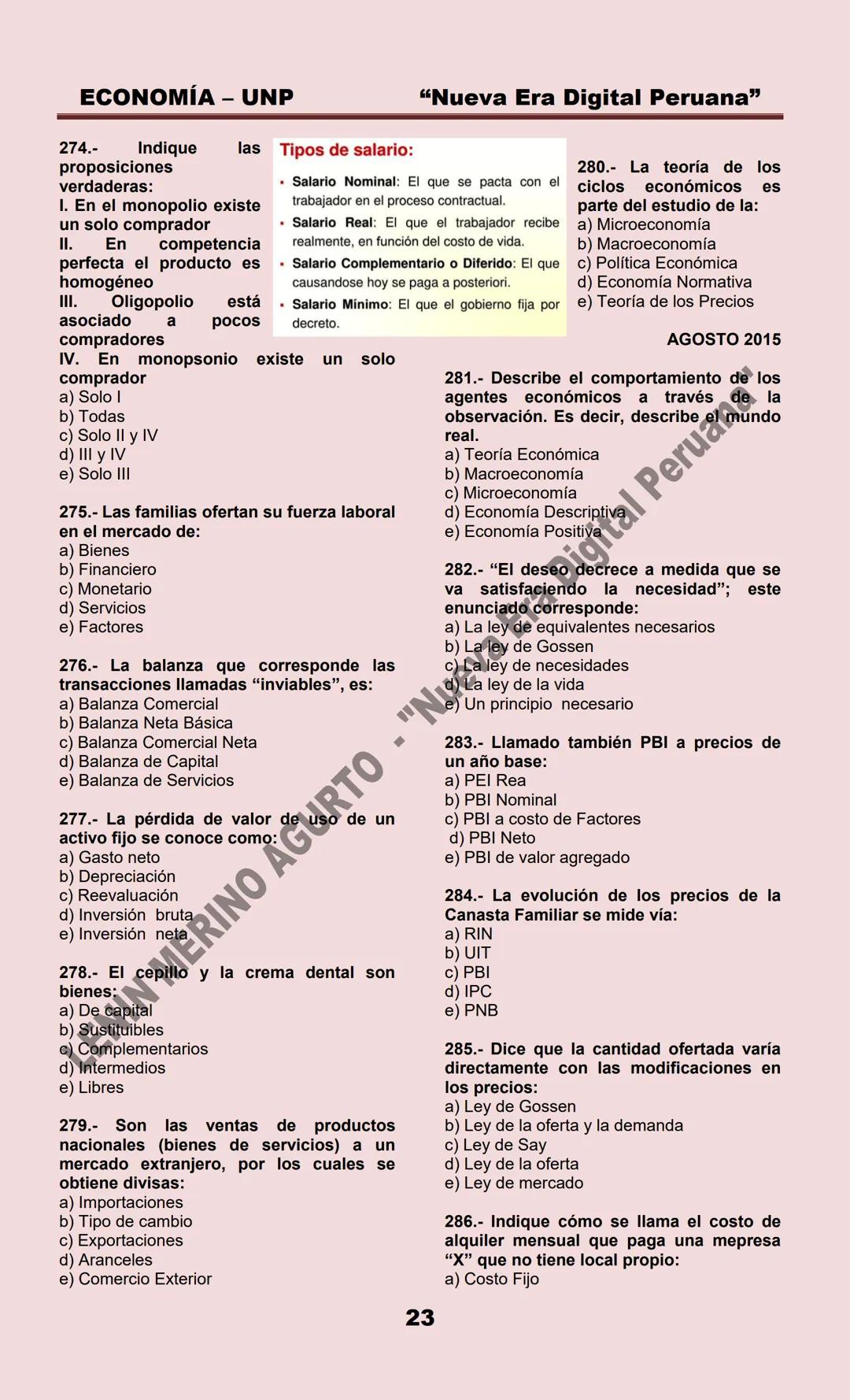 # ECONOMÍA – UNP
ECONOMIA
MARZO 1999
1.- La Microeconomía estudia:
a) La política económica
b) La política fiscal
c) La política monetari