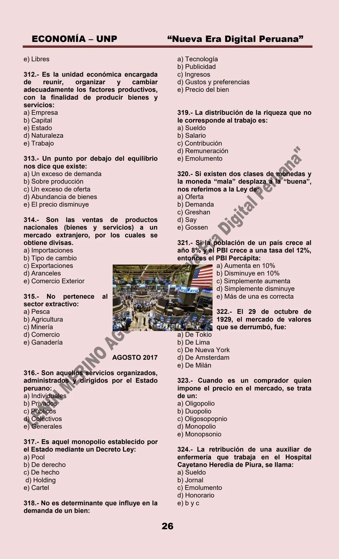 # ECONOMÍA – UNP
ECONOMIA
MARZO 1999
1.- La Microeconomía estudia:
a) La política económica
b) La política fiscal
c) La política monetari
