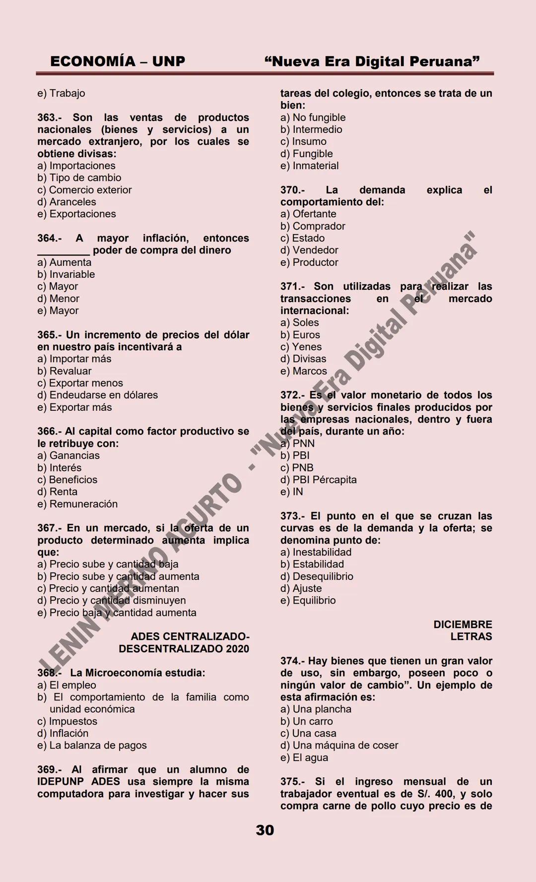 # ECONOMÍA – UNP
ECONOMIA
MARZO 1999
1.- La Microeconomía estudia:
a) La política económica
b) La política fiscal
c) La política monetari