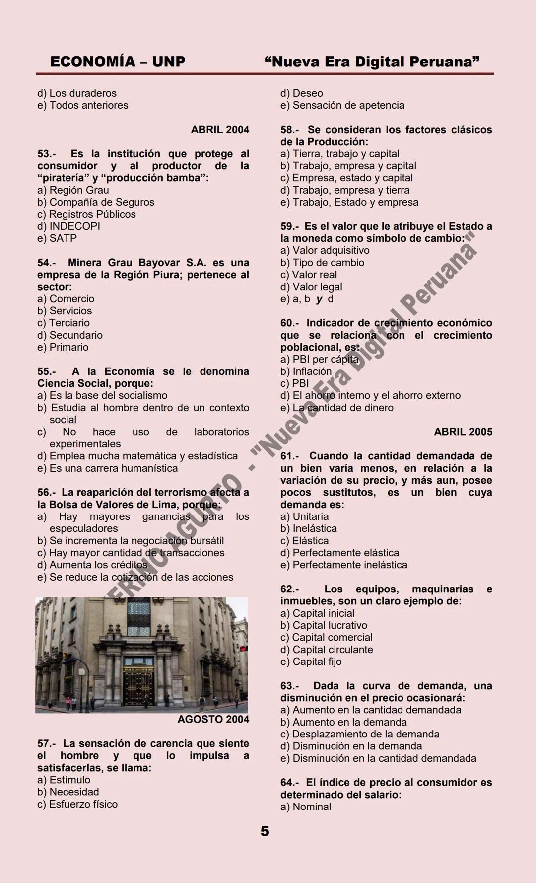 # ECONOMÍA – UNP
ECONOMIA
MARZO 1999
1.- La Microeconomía estudia:
a) La política económica
b) La política fiscal
c) La política monetari