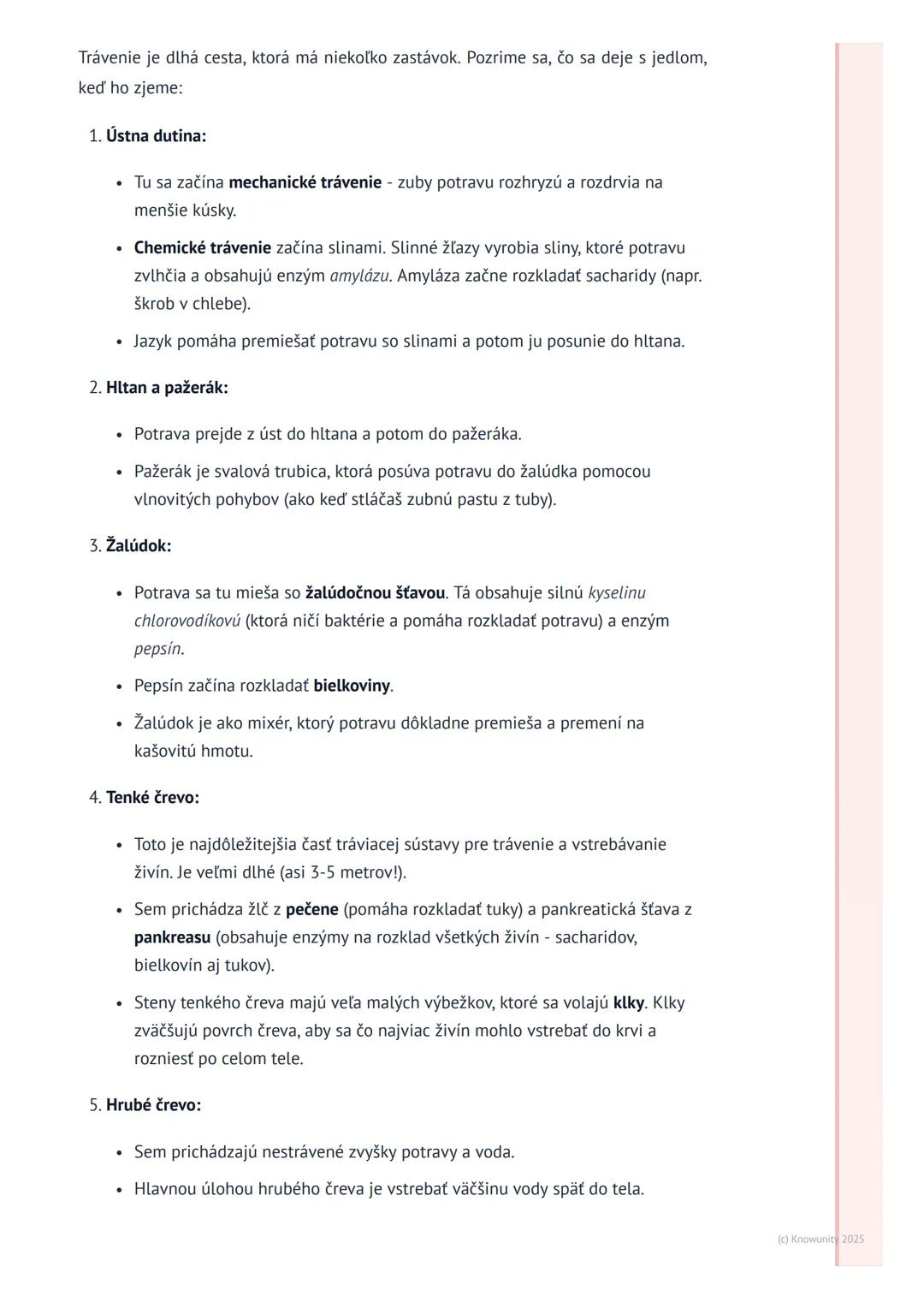 # Tráviaca sústava
# 1. Prehľad tráviacej sústavy
Tráviaca sústava je veľmi dôležitá časť nášho tela. Pomáha nám spracovať všetko
jedlo, k