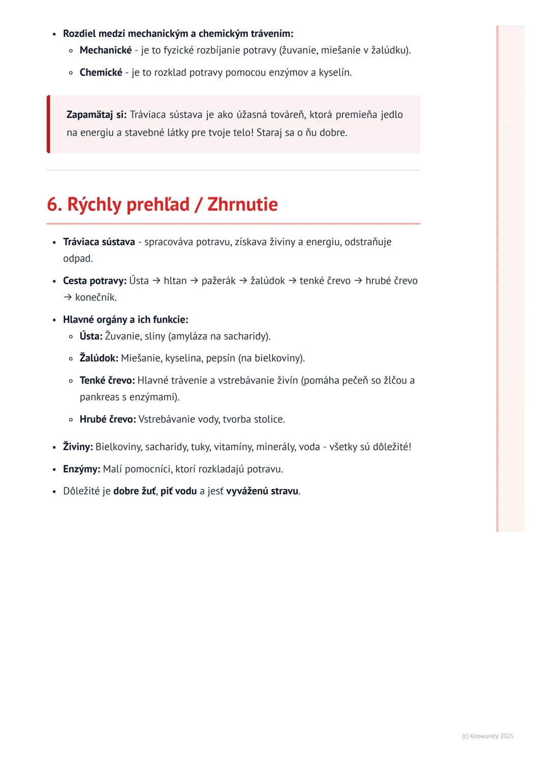 # Tráviaca sústava
# 1. Prehľad tráviacej sústavy
Tráviaca sústava je veľmi dôležitá časť nášho tela. Pomáha nám spracovať všetko
jedlo, k