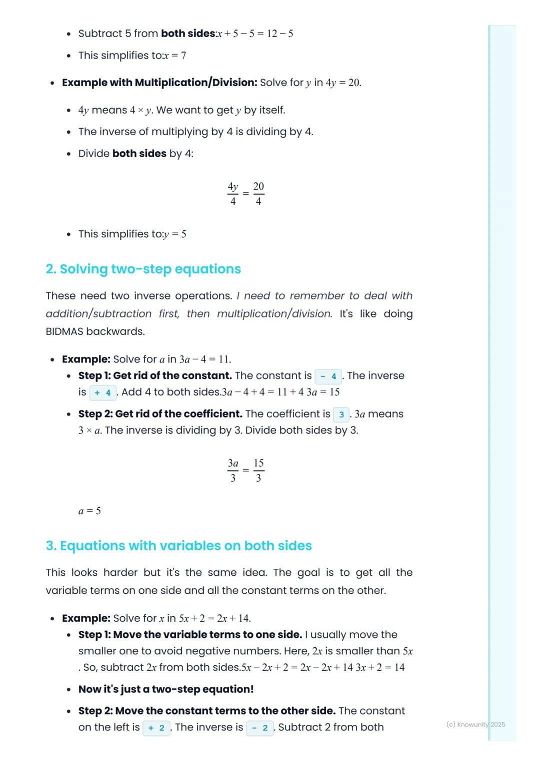 # Linear Equations
## What are linear equations?
Linear equations are like puzzles where you have to find a missing
number. The missing nu