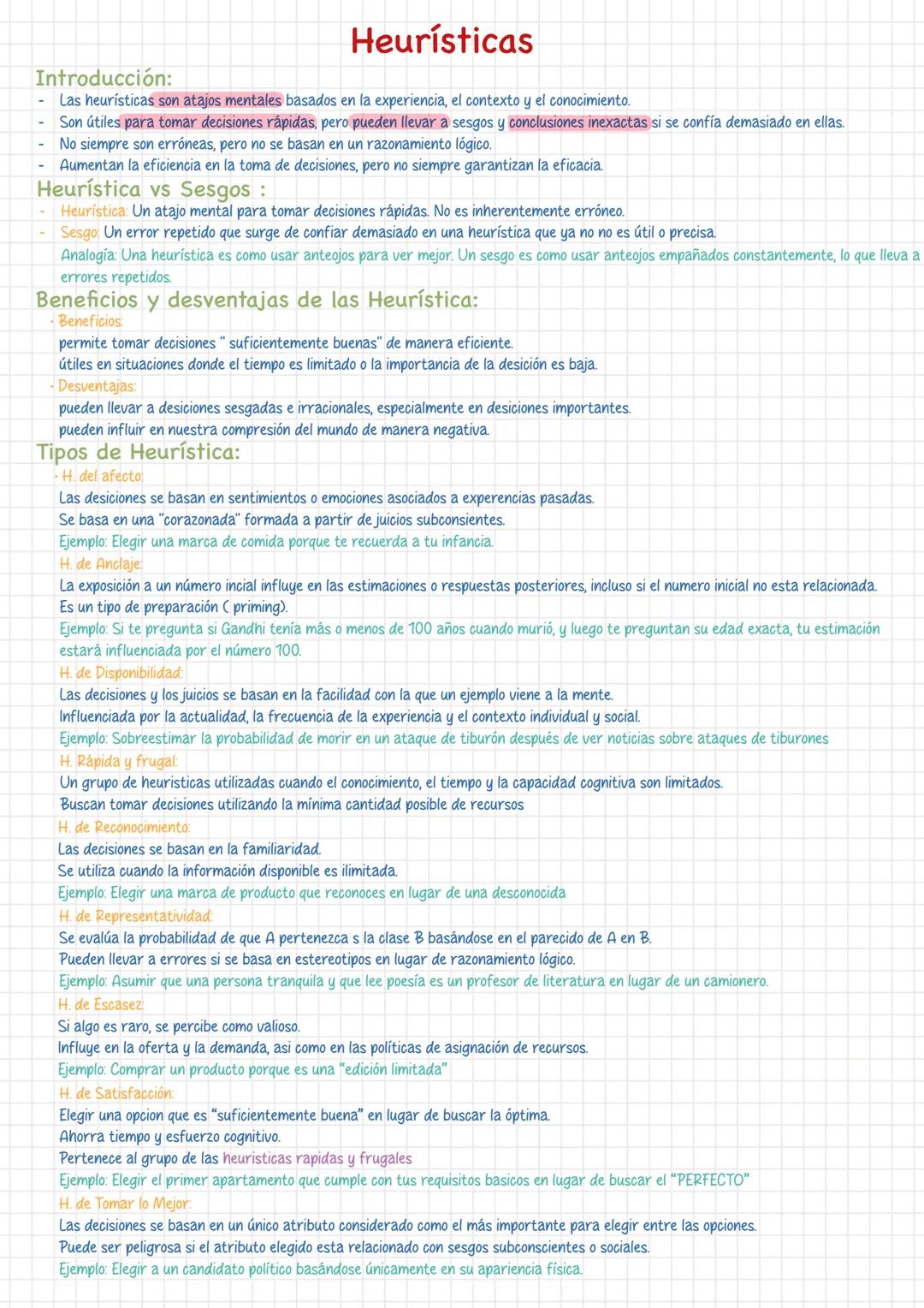 # Heurísticas
Introducción:
- Las heurísticas son atajos mentales basados en la experiencia, el contexto y el conocimiento.
- Son útiles pa