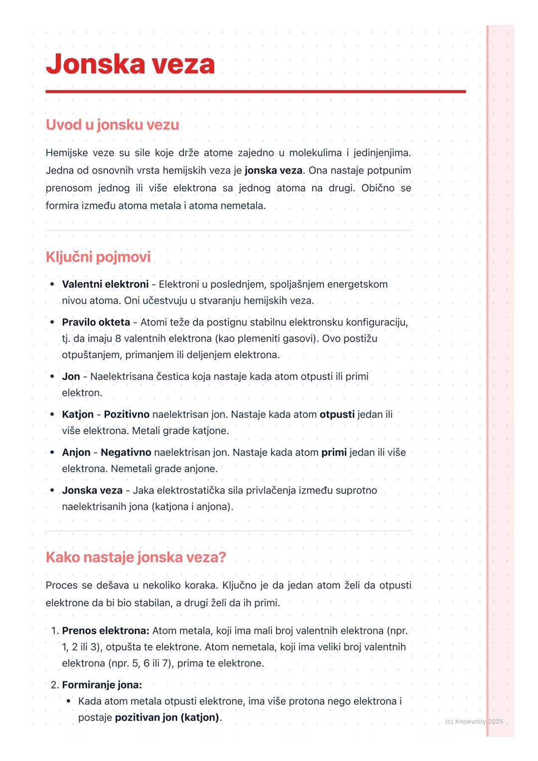 # Jonska veza
Uvod u jonsku vezu
Hemijske veze su sile koje drže atome zajedno u molekulima i jedinjenjima.
Jedna od osnovnih vrsta hemijs