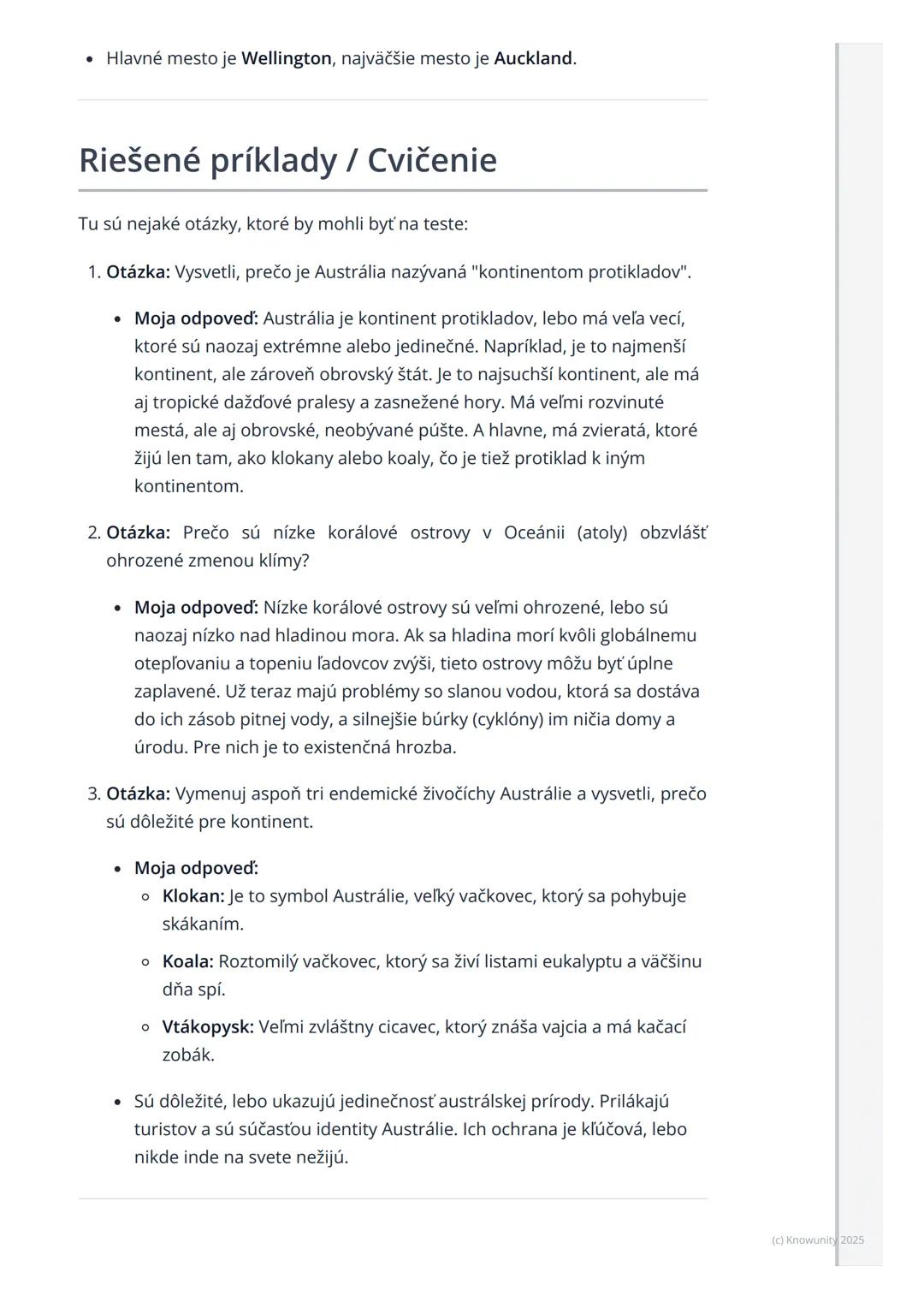 # Austrália a Oceánia
Prehľad / Úvod
Takže, dnes si prejdeme Austráliu a Oceániu. Je to veľmi zaujímavá časť sveta,
lebo je taká iná ako v