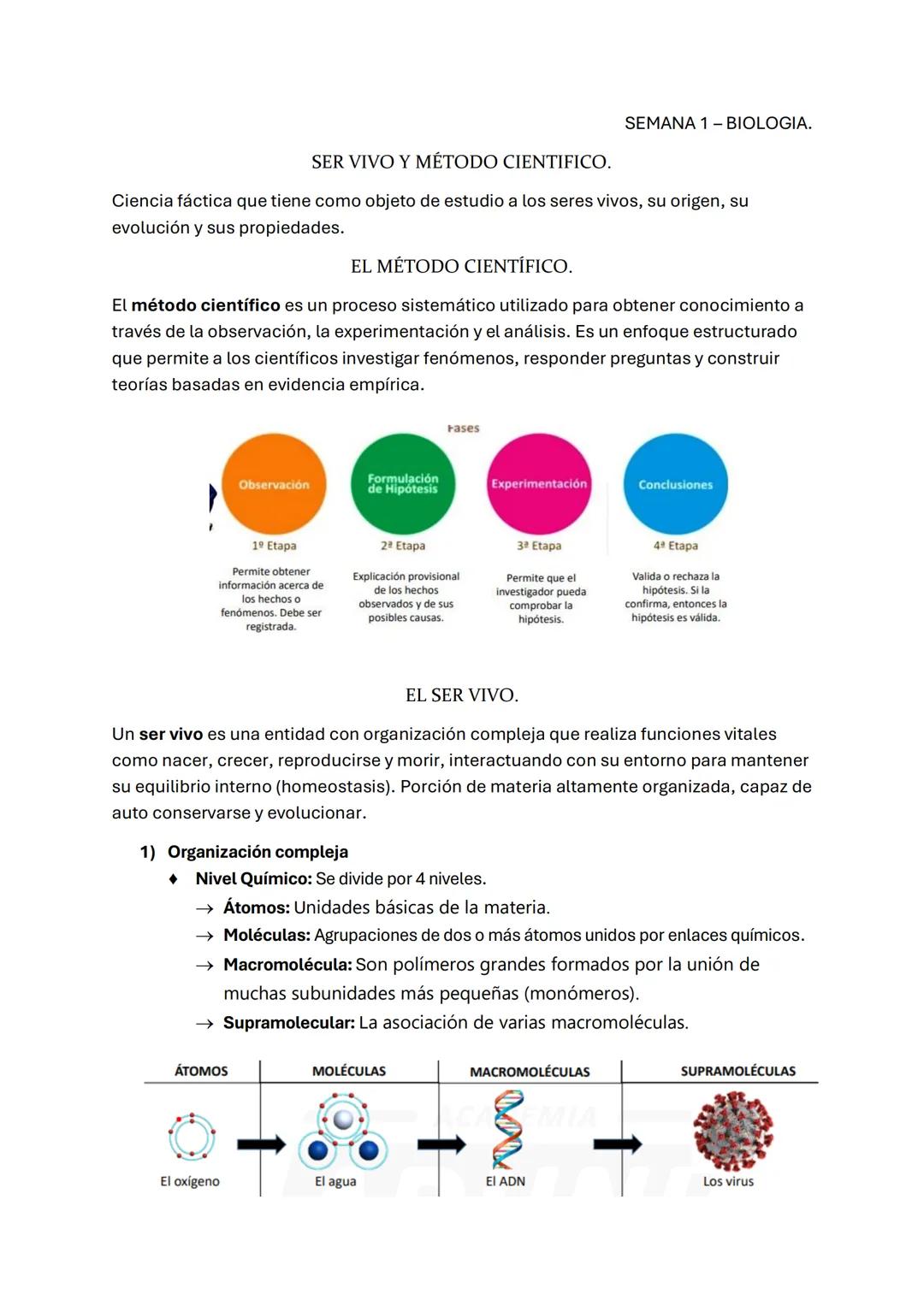 SEMANA 1-BIOLOGIA.
SER VIVO Y MÉTODO CIENTIFICO.
Ciencia fáctica que tiene como objeto de estudio a los seres vivos, su origen, su
evoluci