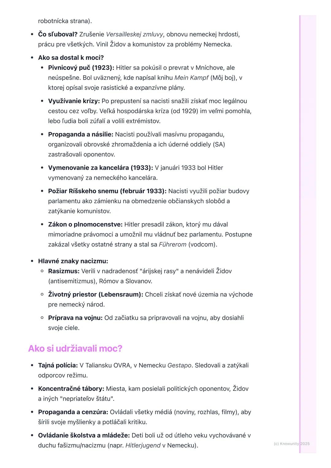 # Nástup fašizmu a nacizmu
1. Úvod/Prehľad
Po prvej svetovej vojne bola Európa dosť zničená a veľa ľudí bolo chudobných
a nespokojných. De