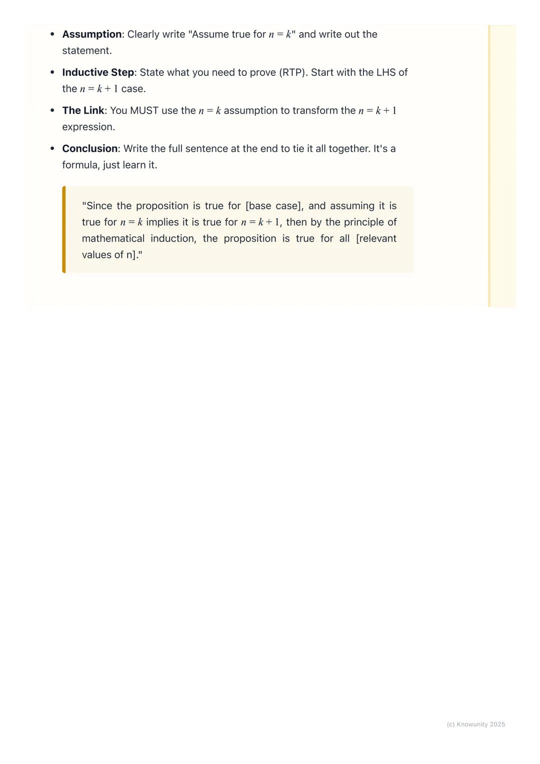 # Proof by Induction
What is proof by induction?
Proof by induction is a way of proving that a statement, or proposition, is true
for all