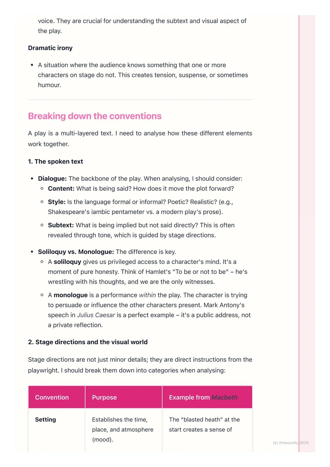 # Dramatic Conventions (for
plays)
Introduction to dramatic conventions
Plays are written to be performed, not just read. Dramatic convent