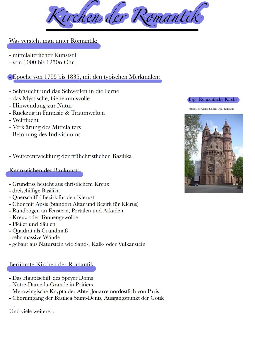 <p>Die Romantik ist ein mittelalterlicher Kunststil, der von 1000 bis 1250 n. Chr. existierte und als Epoche von 1795 bis 1835 verlief. Typ