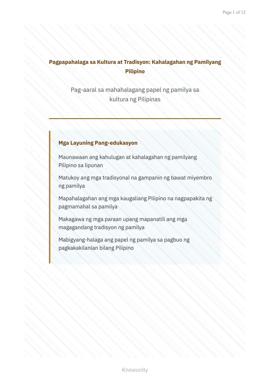 # Pagpapahalaga sa Kultura at Tradisyon: Kahalagahan ng Pamilyang Pilipino
Pag-aaral sa mahahalagang papel ng pamilya sa kultura ng Pilipin