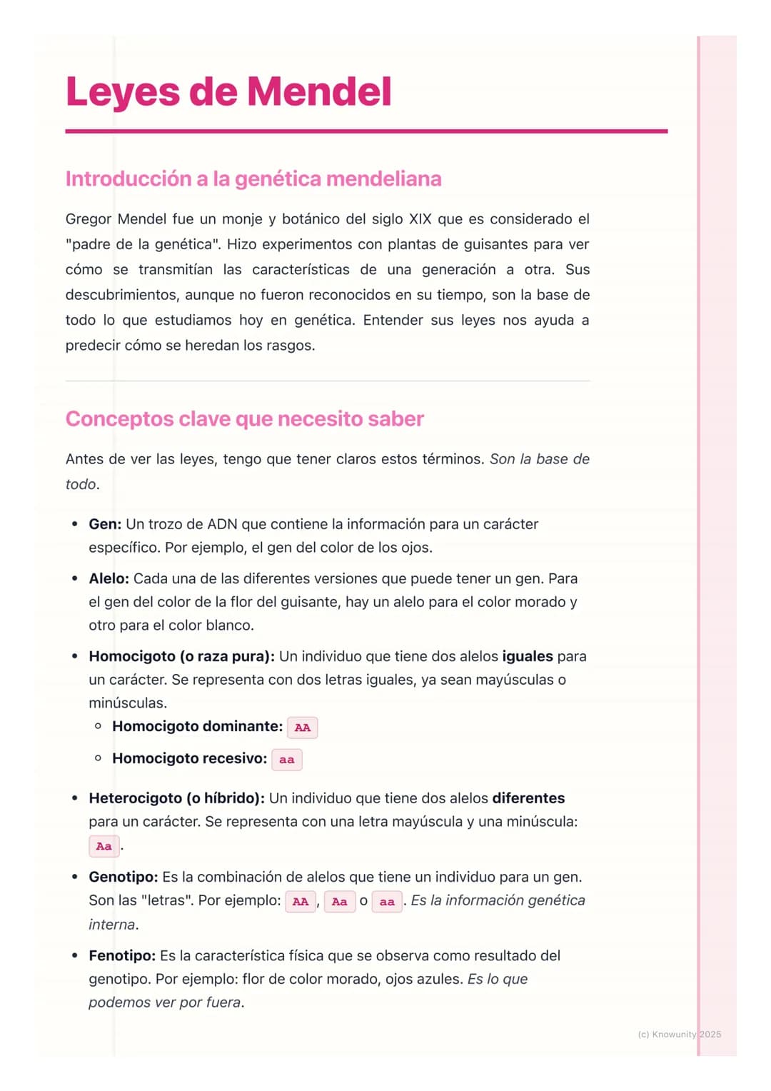 # Leyes de Mendel
Introducción a la genética mendeliana
Gregor Mendel fue un monje y botánico del siglo XIX que es considerado el
"padre d
