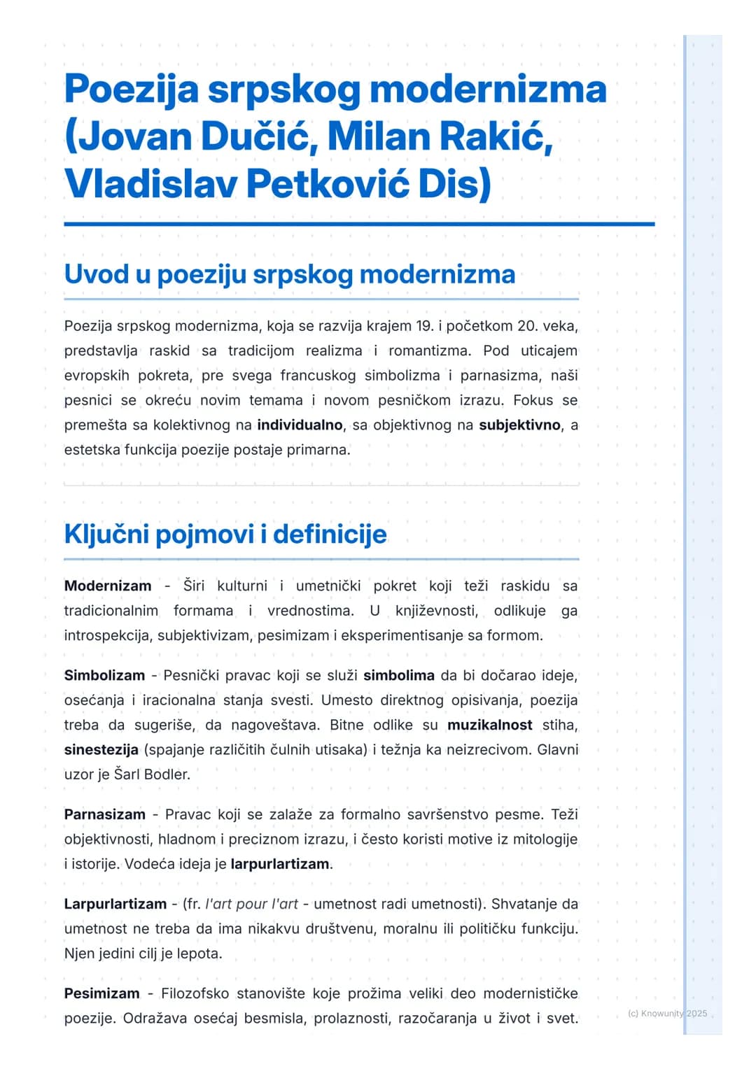 # Poezija srpskog modernizma
(Jovan Dučić, Milan Rakić,
Vladislav Petković Dis)
Uvod u poeziju srpskog modernizma
Poezija srpskog moderniz