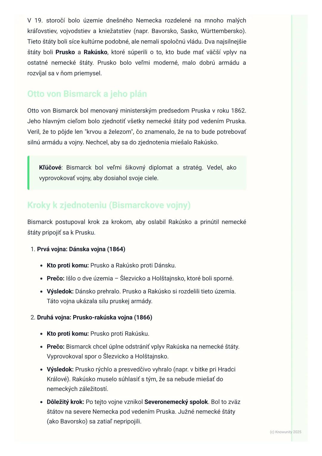 # Zjednotenie Nemecka
1. Prehľad zjednotenia Nemecka
Predtým, ako vzniklo Nemecko, ako ho poznáme dnes, existovalo veľa malých
nemeckých š