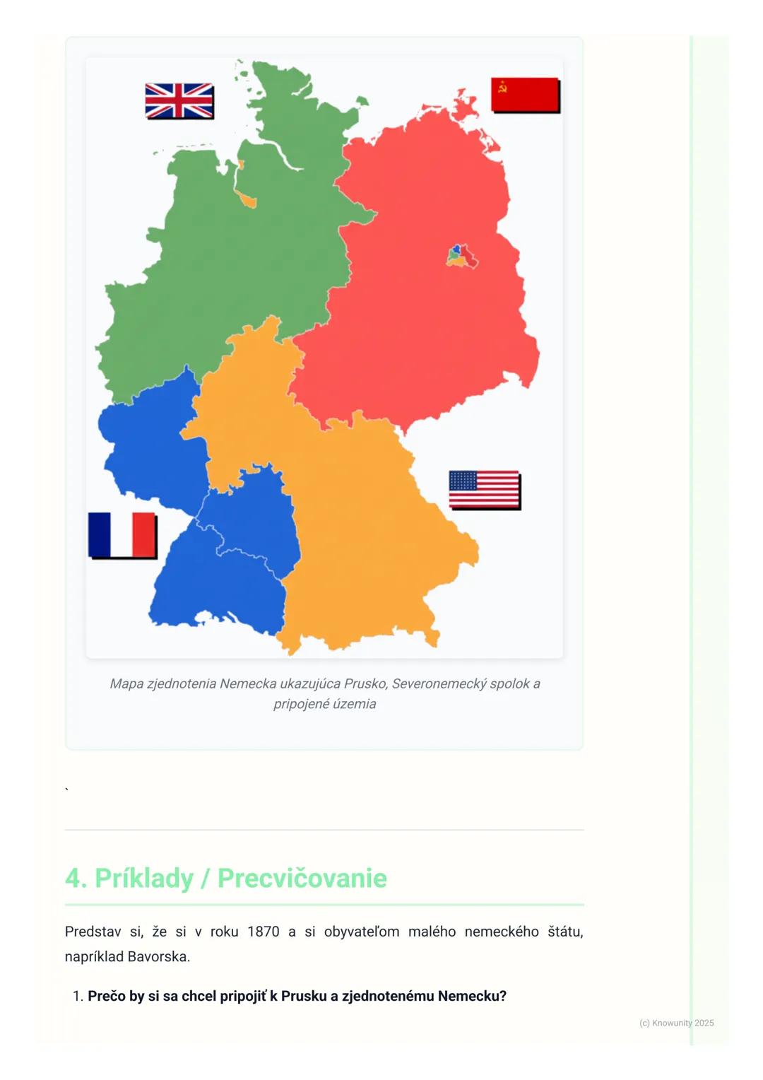 # Zjednotenie Nemecka
1. Prehľad zjednotenia Nemecka
Predtým, ako vzniklo Nemecko, ako ho poznáme dnes, existovalo veľa malých
nemeckých š