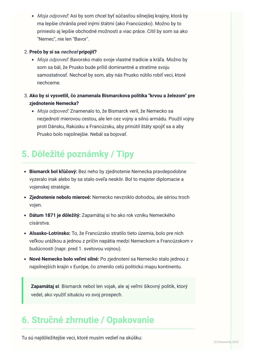 # Zjednotenie Nemecka
1. Prehľad zjednotenia Nemecka
Predtým, ako vzniklo Nemecko, ako ho poznáme dnes, existovalo veľa malých
nemeckých š