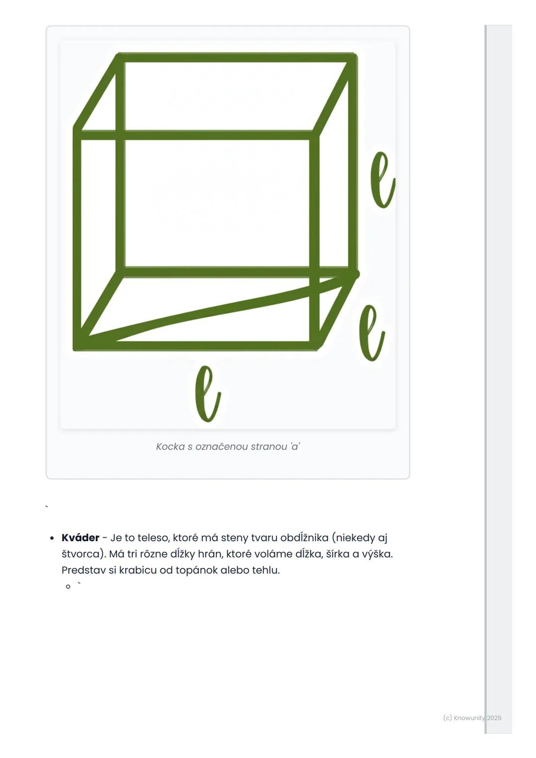 # Objem kocky a kvádra
1. Prehľad objemu kocky a kvádra
Ahoj! Dnes si zopakujeme, ako vypočítať objem kocky a kvádra. Je to
dôležité, lebo