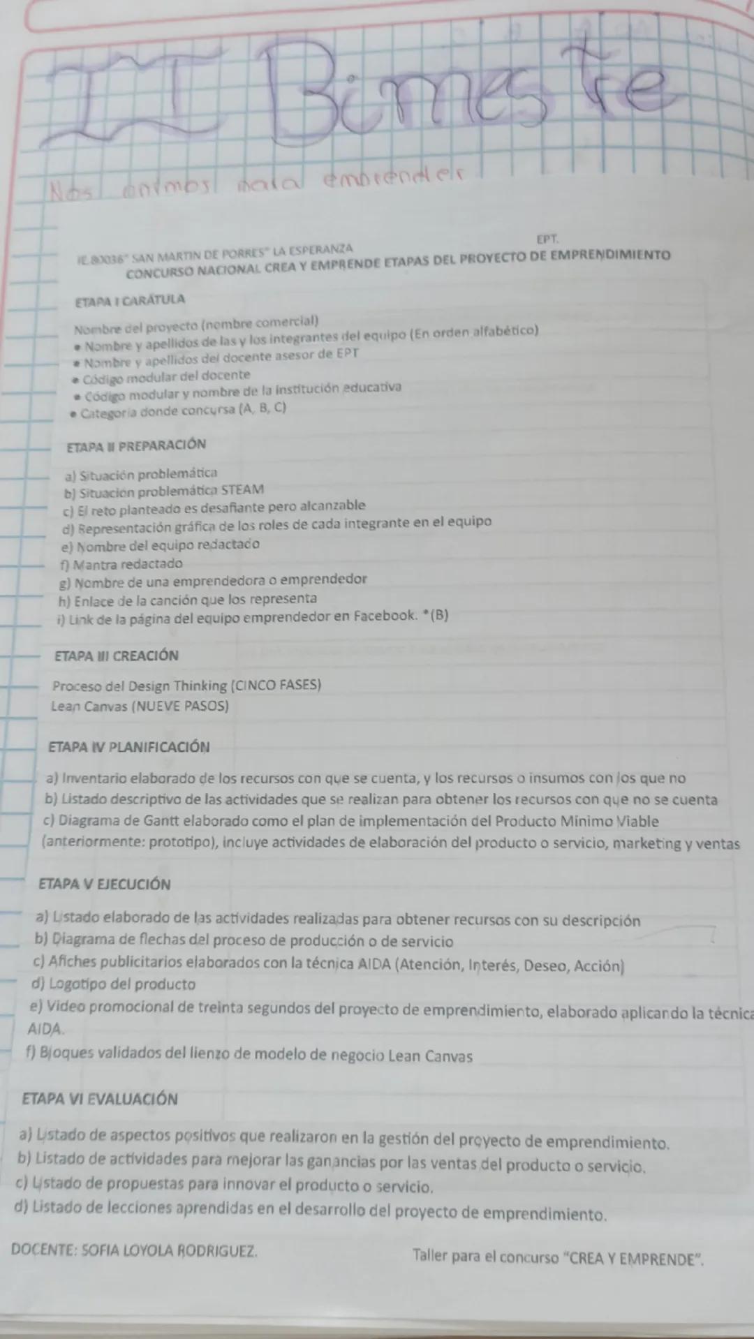--- OCR Start ---
II Bimes tie
Nos ontmbs halal embeendele
EPT
B0036 SAN MARTIN DE PORRES LA ESPERANZA
CONCURSO NACIONAL CREA Y EMPRENDE ETA