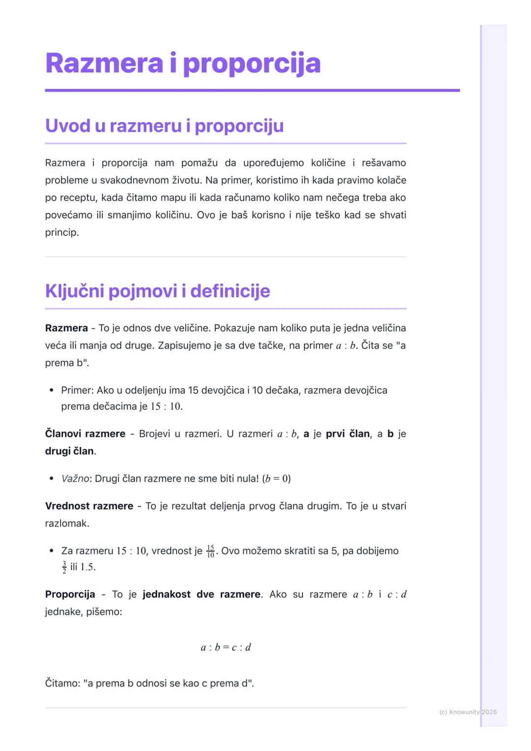 # Razmera i proporcija
Uvod u razmeru i proporciju
Razmera i proporcija nam pomažu da upoređujemo količine i rešavamo
probleme u svakodnev