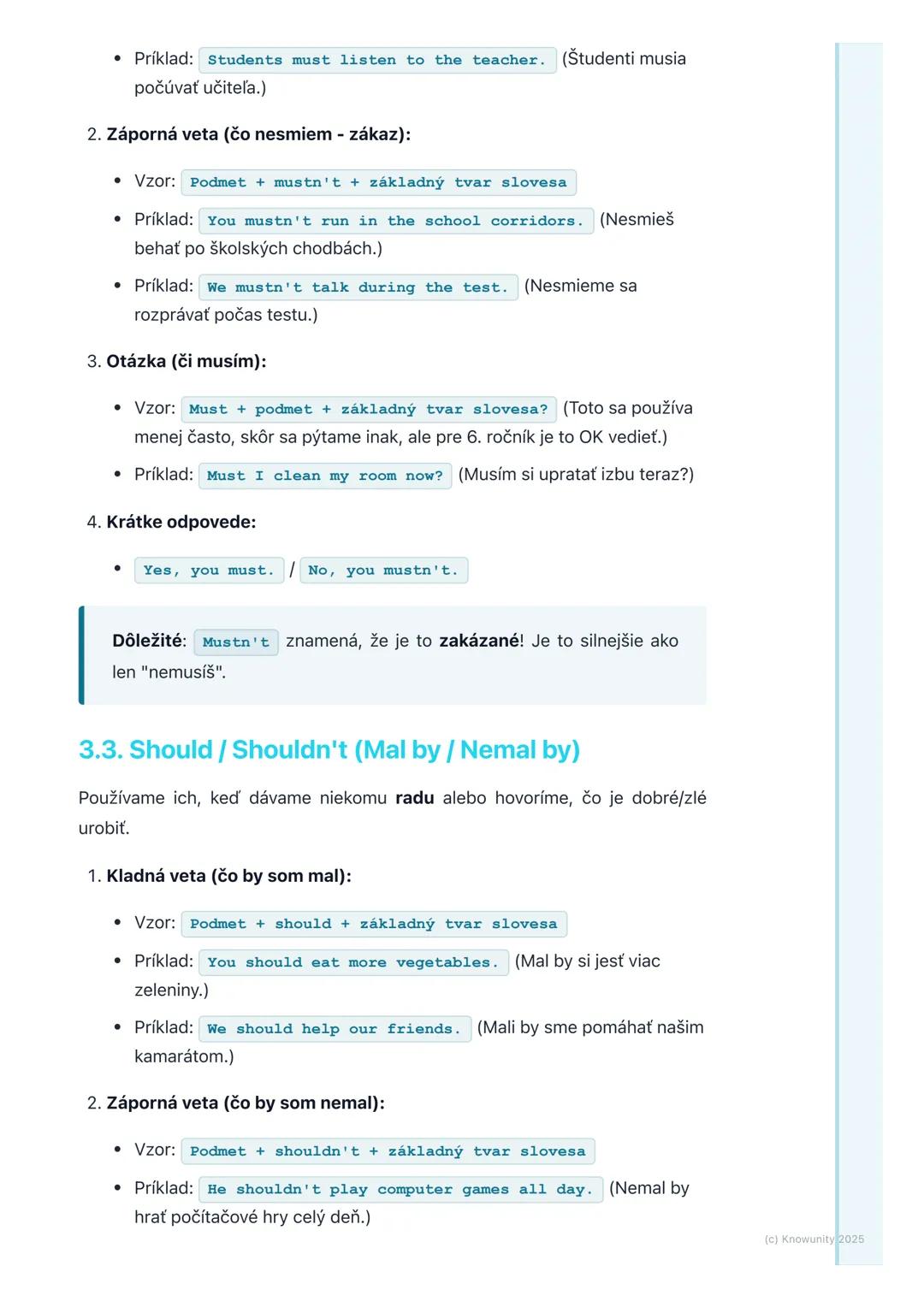 # Modálne slovesá (Can, Must,
Should)
1. Prehľad modálnych slovies
Dnes sa budeme učiť o špeciálnych slovesách v angličtine, ktoré sa vol