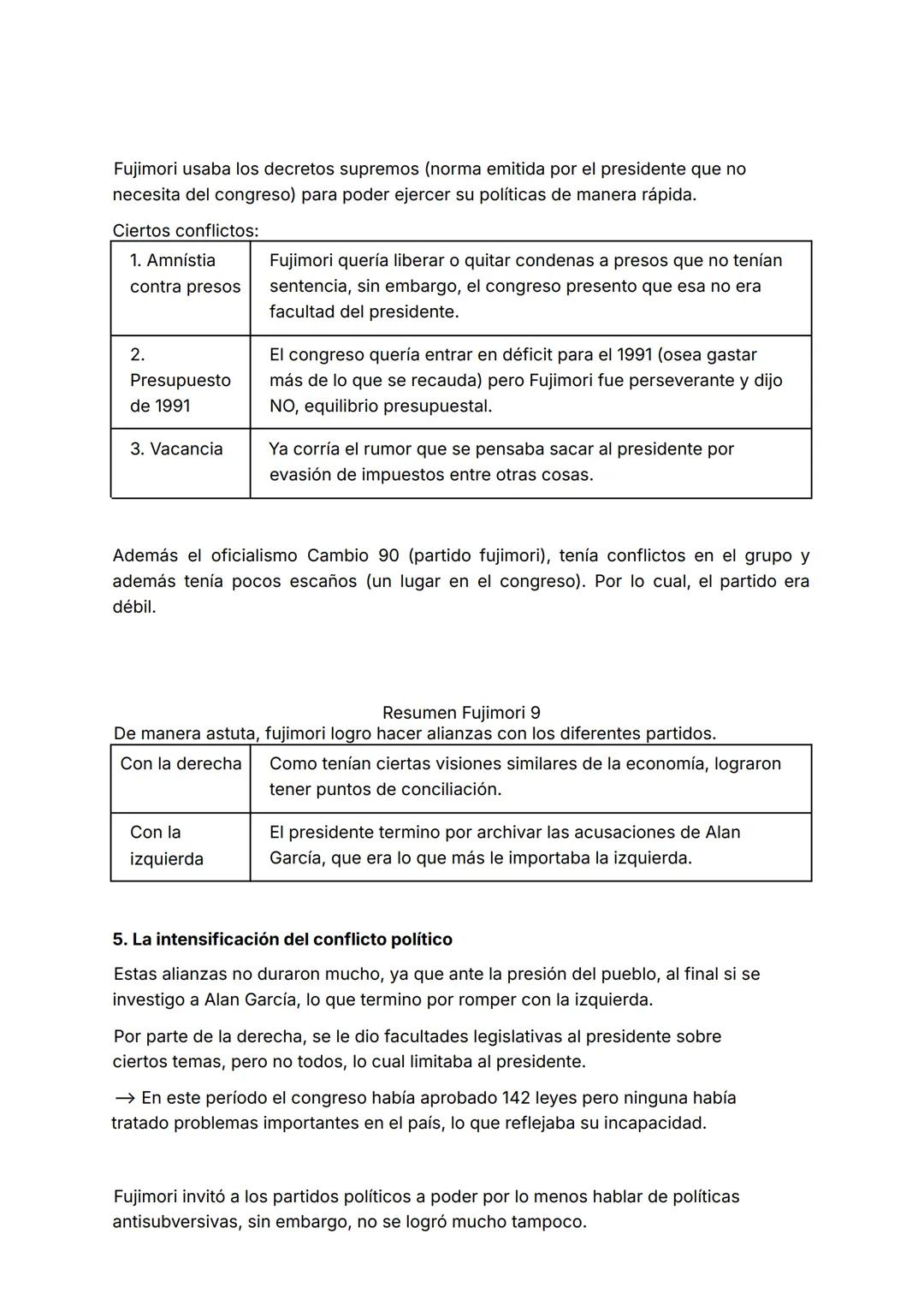 Resumen Fujimori
Visión de Fujimori a través de su discurso cuando ejerció el autogolpe:
→ "La suspensión temporal de la legalidad no es la