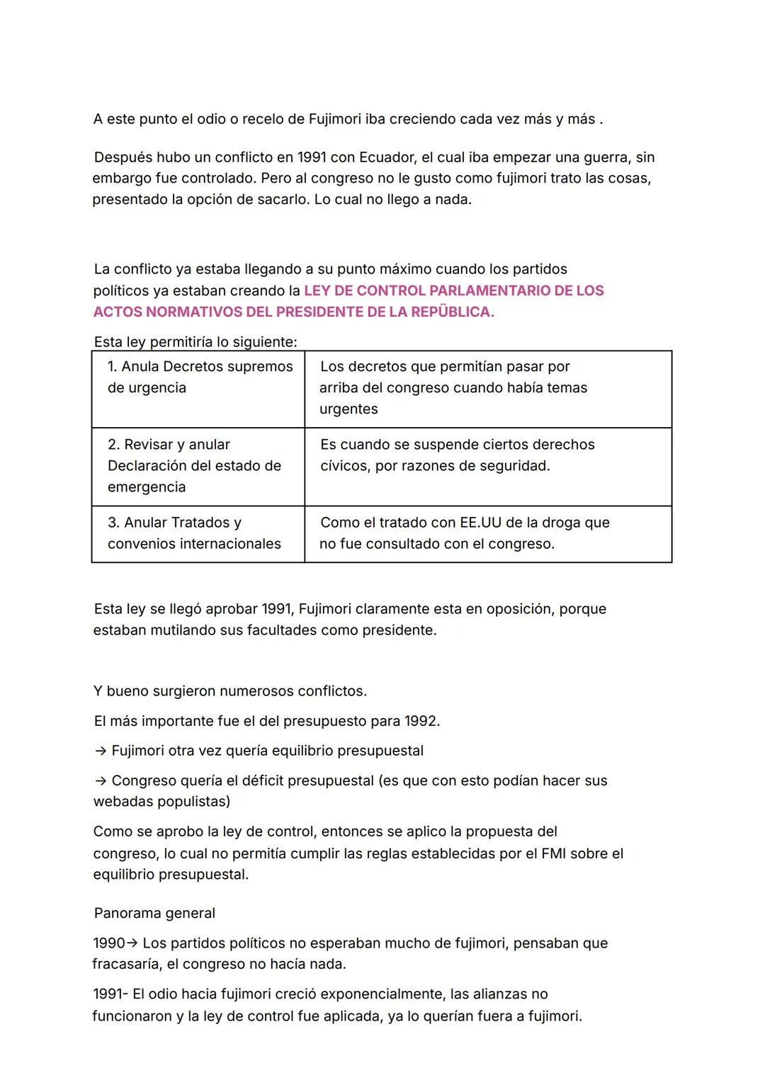 Resumen Fujimori
Visión de Fujimori a través de su discurso cuando ejerció el autogolpe:
→ "La suspensión temporal de la legalidad no es la