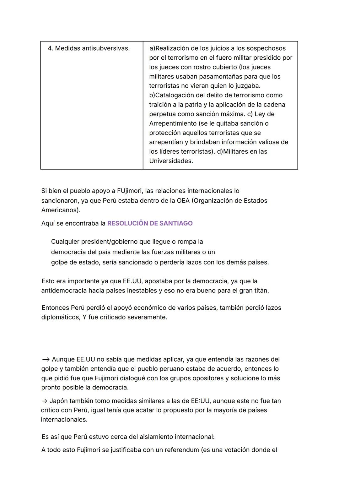 Resumen Fujimori
Visión de Fujimori a través de su discurso cuando ejerció el autogolpe:
→ "La suspensión temporal de la legalidad no es la