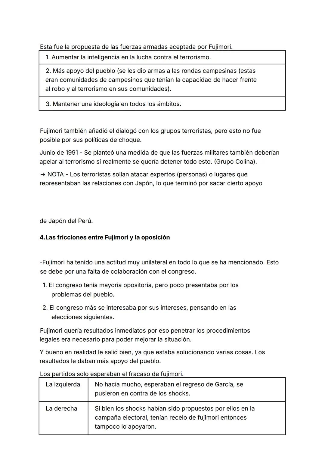 Resumen Fujimori
Visión de Fujimori a través de su discurso cuando ejerció el autogolpe:
→ "La suspensión temporal de la legalidad no es la
