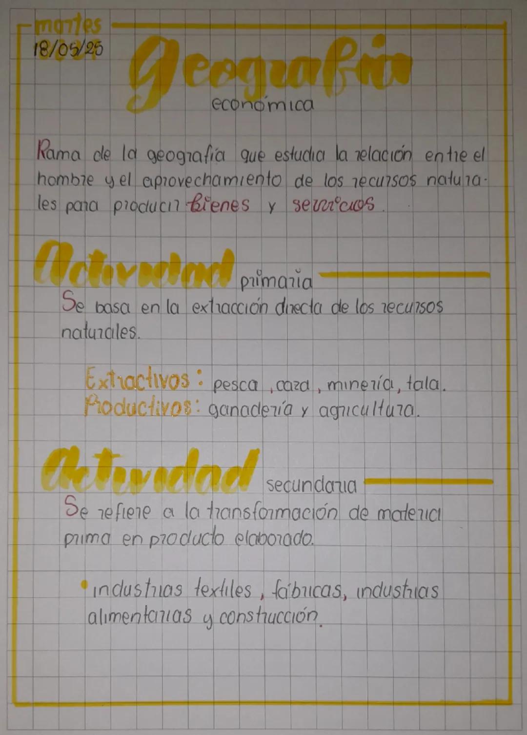 martes
18/05/25
geografia
economica
Rama de la geografía que estudia la relación entre el
hombre y el aprovechamiento de los recursos natura