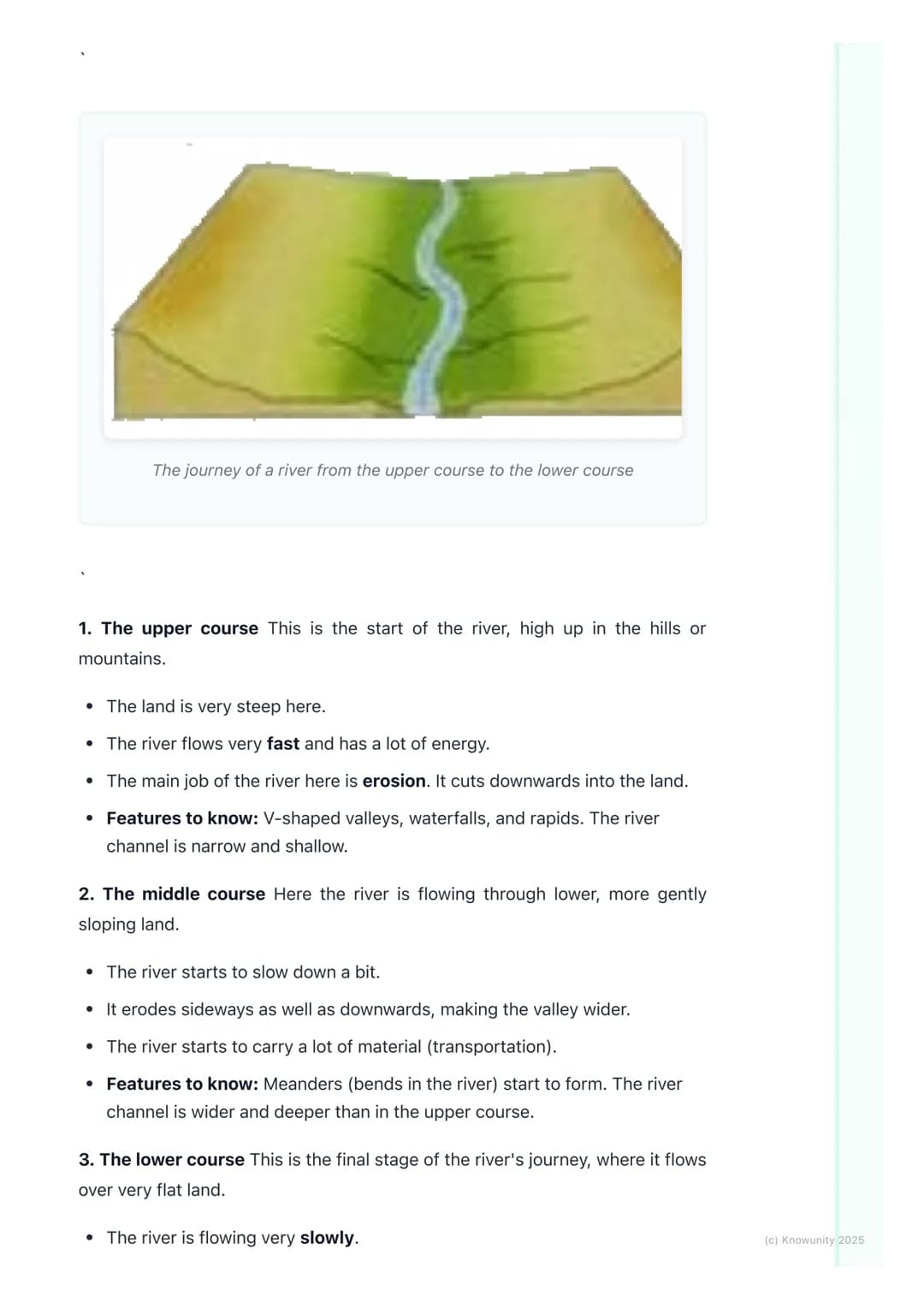 # Rivers and Lakes
Introduction to rivers and lakes
Rivers and lakes are really important parts of the landscape. A river is a natural
flo