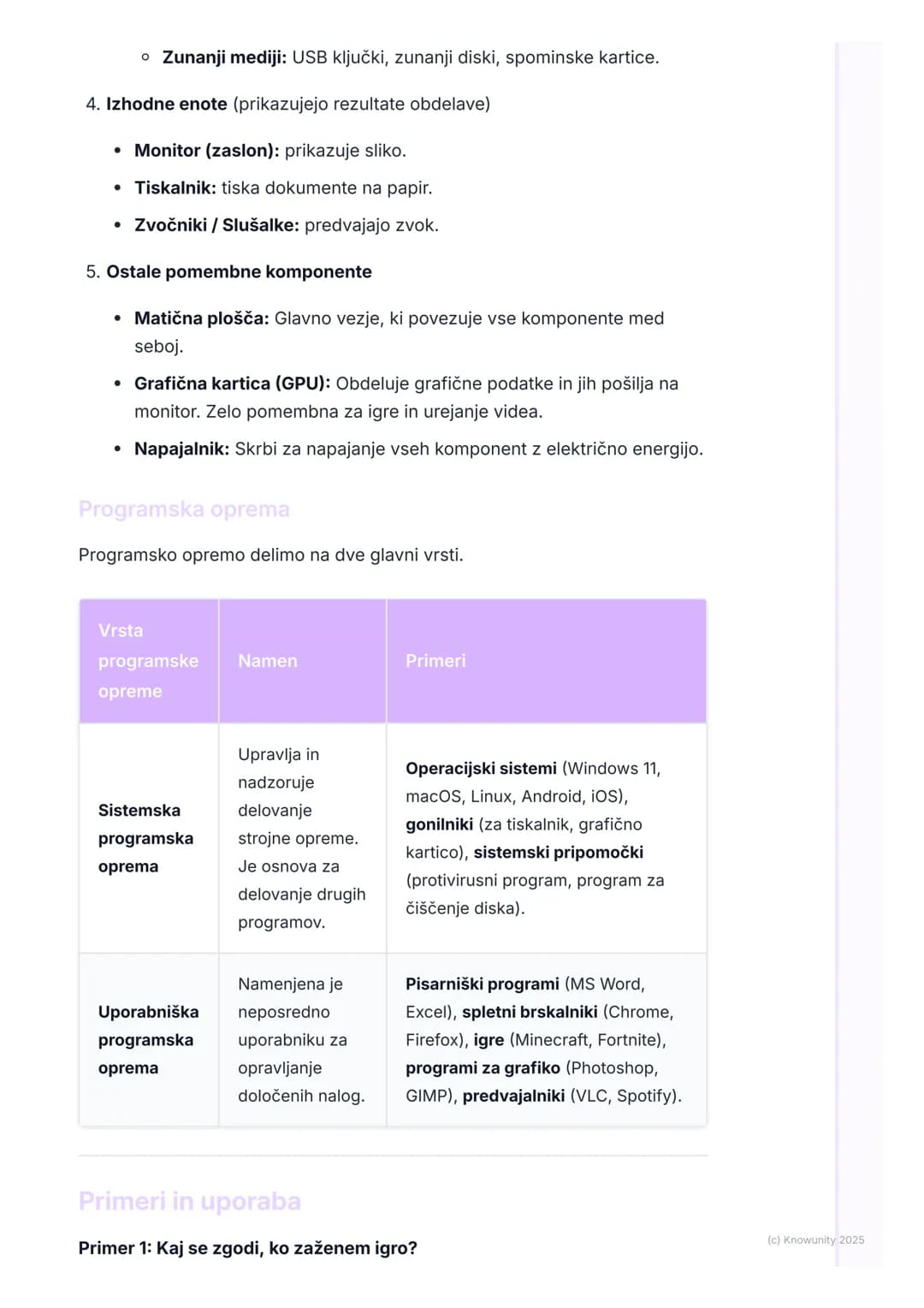 # Računalniška strojna in
programska oprema
Uvod v strojno in programsko opremo
Računalnik je sestavljen iz dveh glavnih delov: strojne op