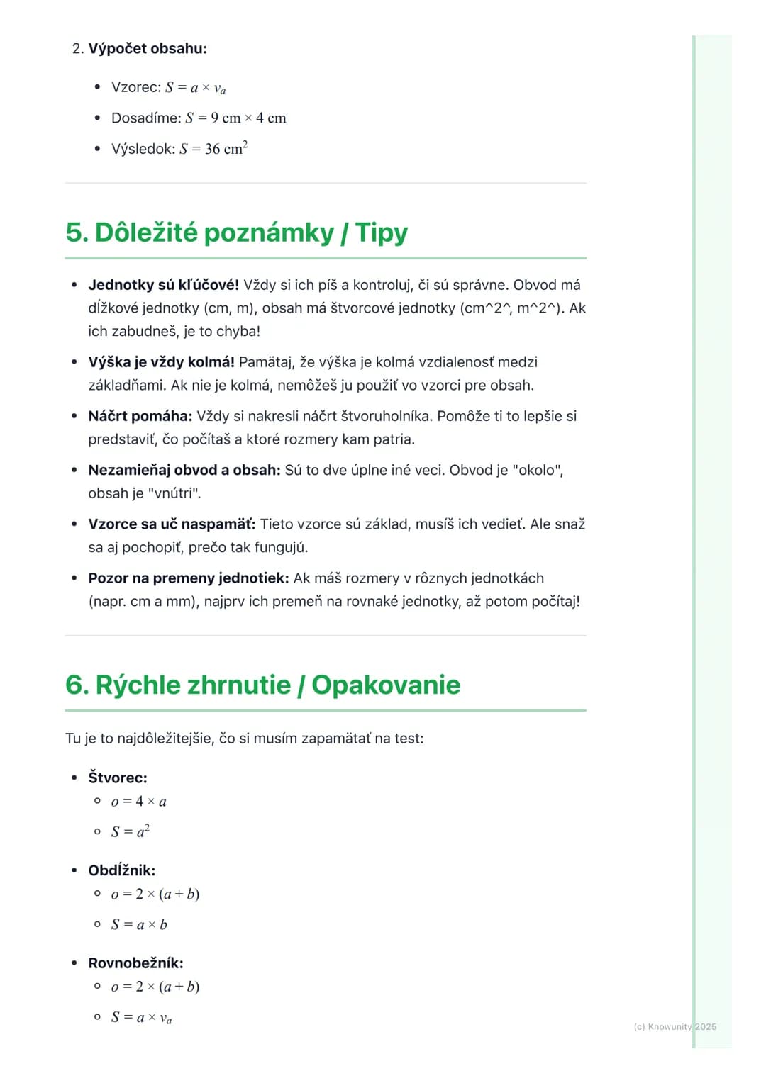 # Obvod a obsah štvoruholníkov
1. Prehľad obvodu a obsahu
štvoruholníkov
Dnes sa budeme učiť o štvoruholníkoch a ako vypočítať ich obvod a
