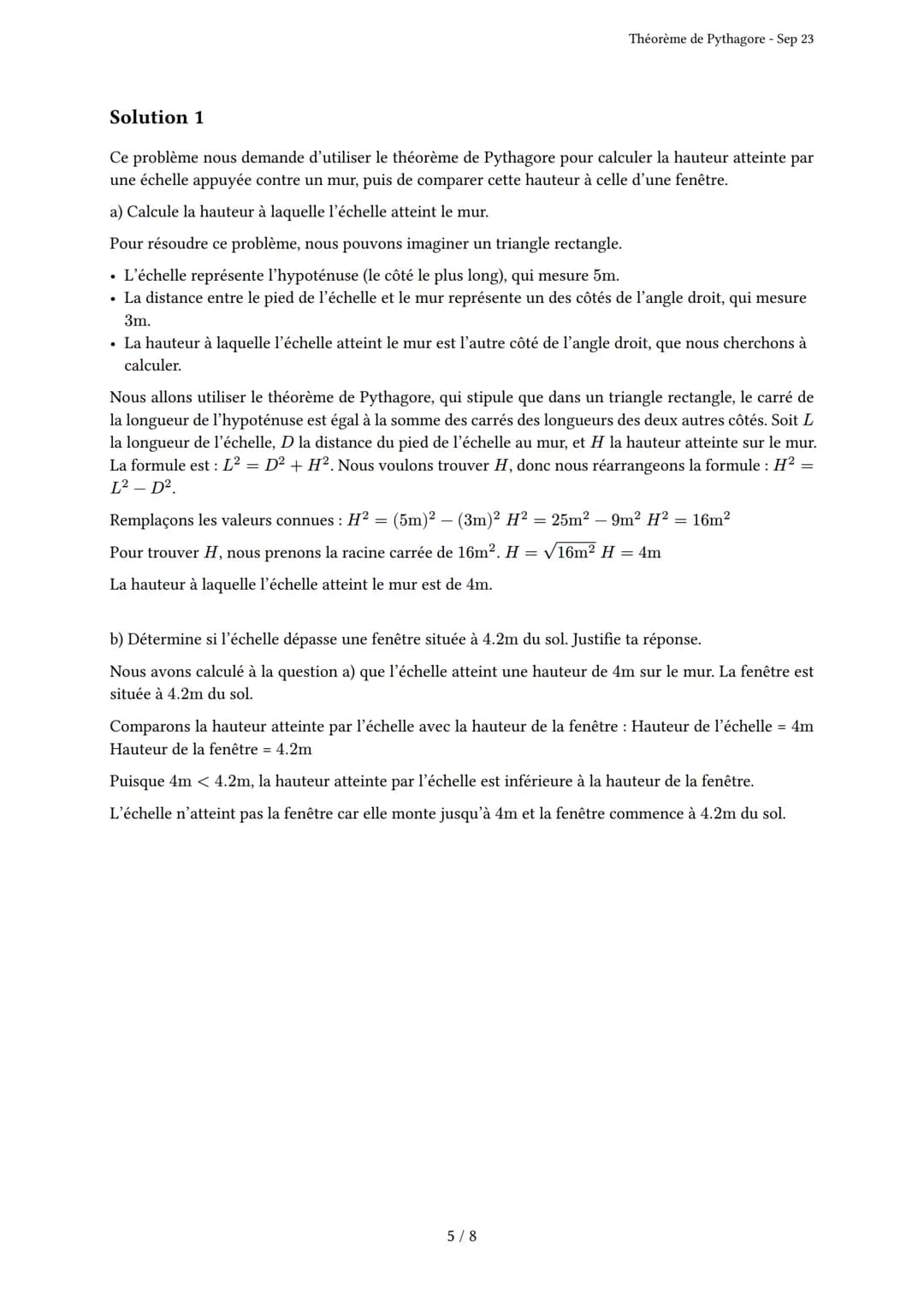# Théorème de Pythagore
Généré par Knowunity.fr - Sep 23
Description: Cet examen évalue votre compréhension du Théorème de Pythagore et de