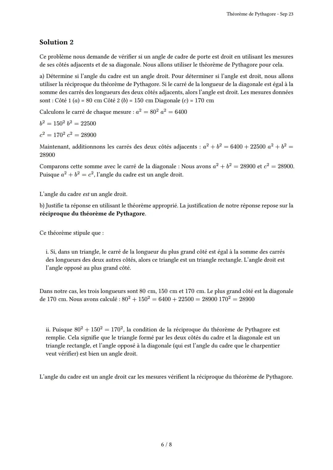# Théorème de Pythagore
Généré par Knowunity.fr - Sep 23
Description: Cet examen évalue votre compréhension du Théorème de Pythagore et de